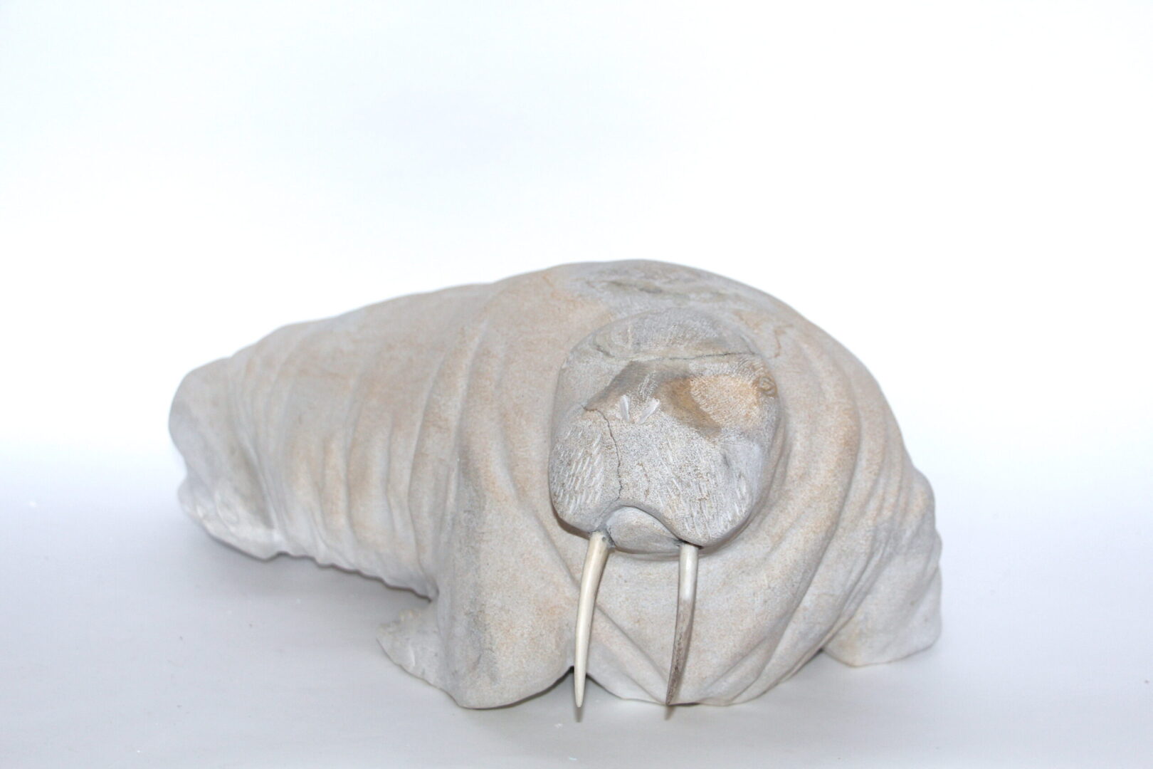 walrus Inuit Art Sculpture in Limestone