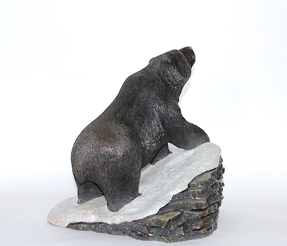 Bear in snow Iroquois Art Sculpture in soapstone
