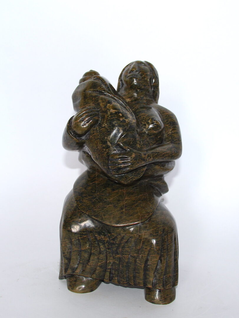 mother and child Inuit Art Sculpture in Serpentine