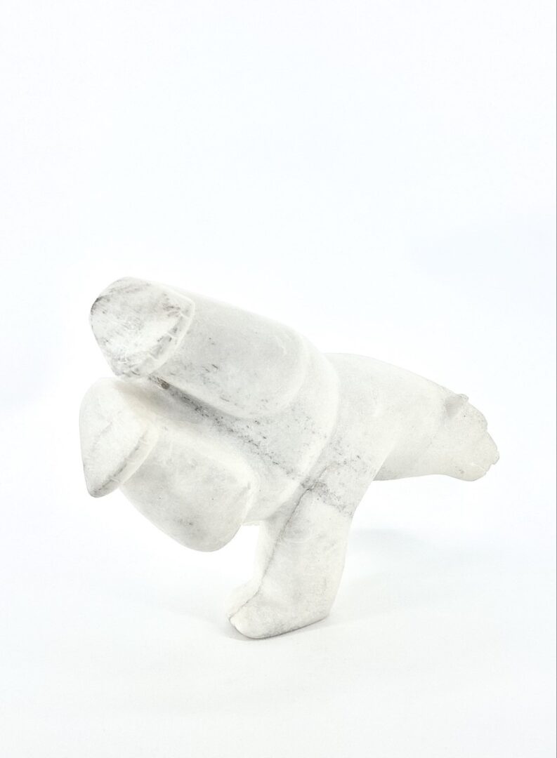 inuit art sculpture dancing bear two ways white marble isaacie petaulassie cape dorset