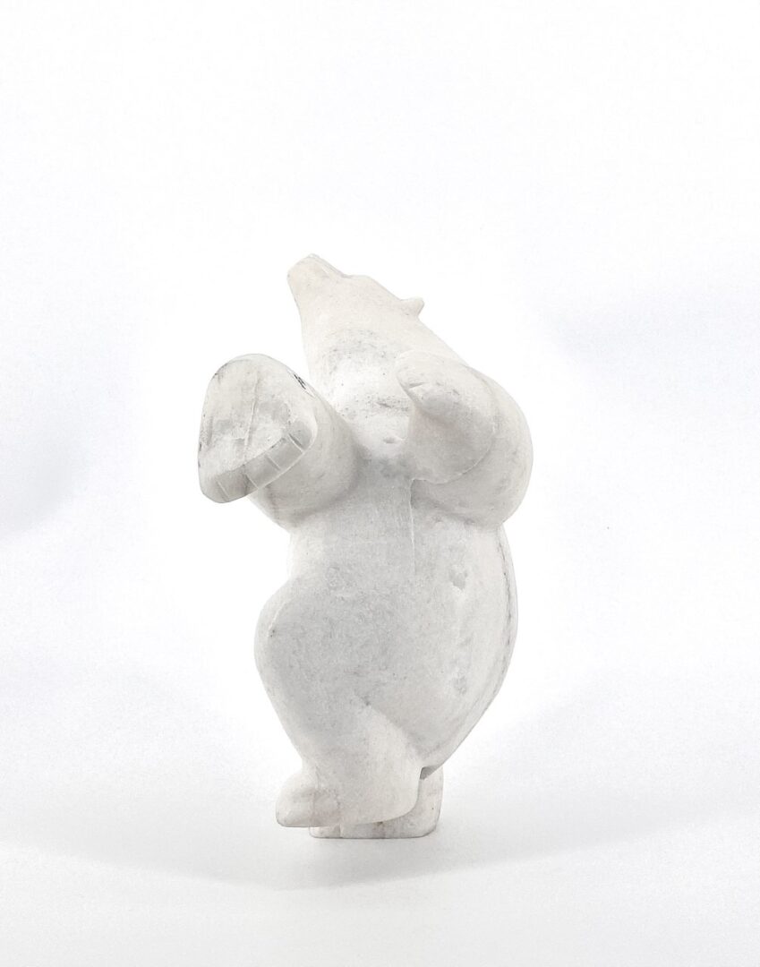 inuit art sculpture dancing bear two ways white marble isaacie petaulassie cape dorset
