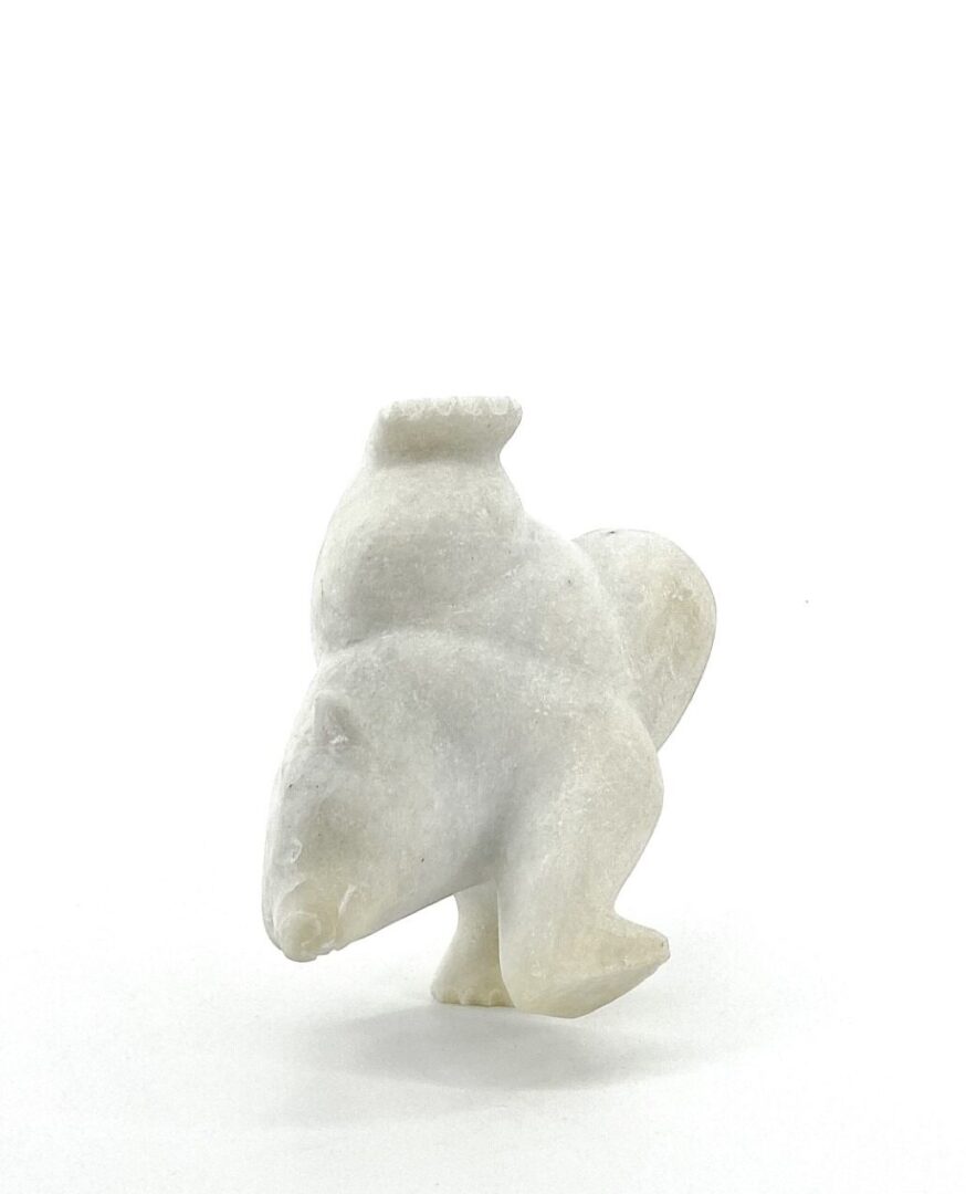 samonie shaa white marble dancing bear sculpture from cape dorset made in 2019