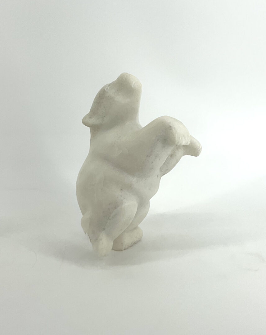 ne original Inuit art sculpture hand carved in white marble by Johnny Papigatuk 