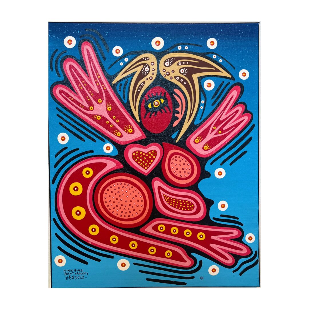 One original painting by Anishinaabe artist, Brent Hardisty. Venus of Tan Tan painted with acrylic on canvas.