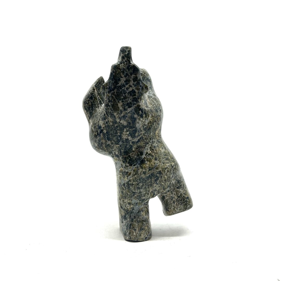 One original hand-carved sculpture by Inuit artist, Tony Oqutaq. One dancing bear carved out of serpentine.