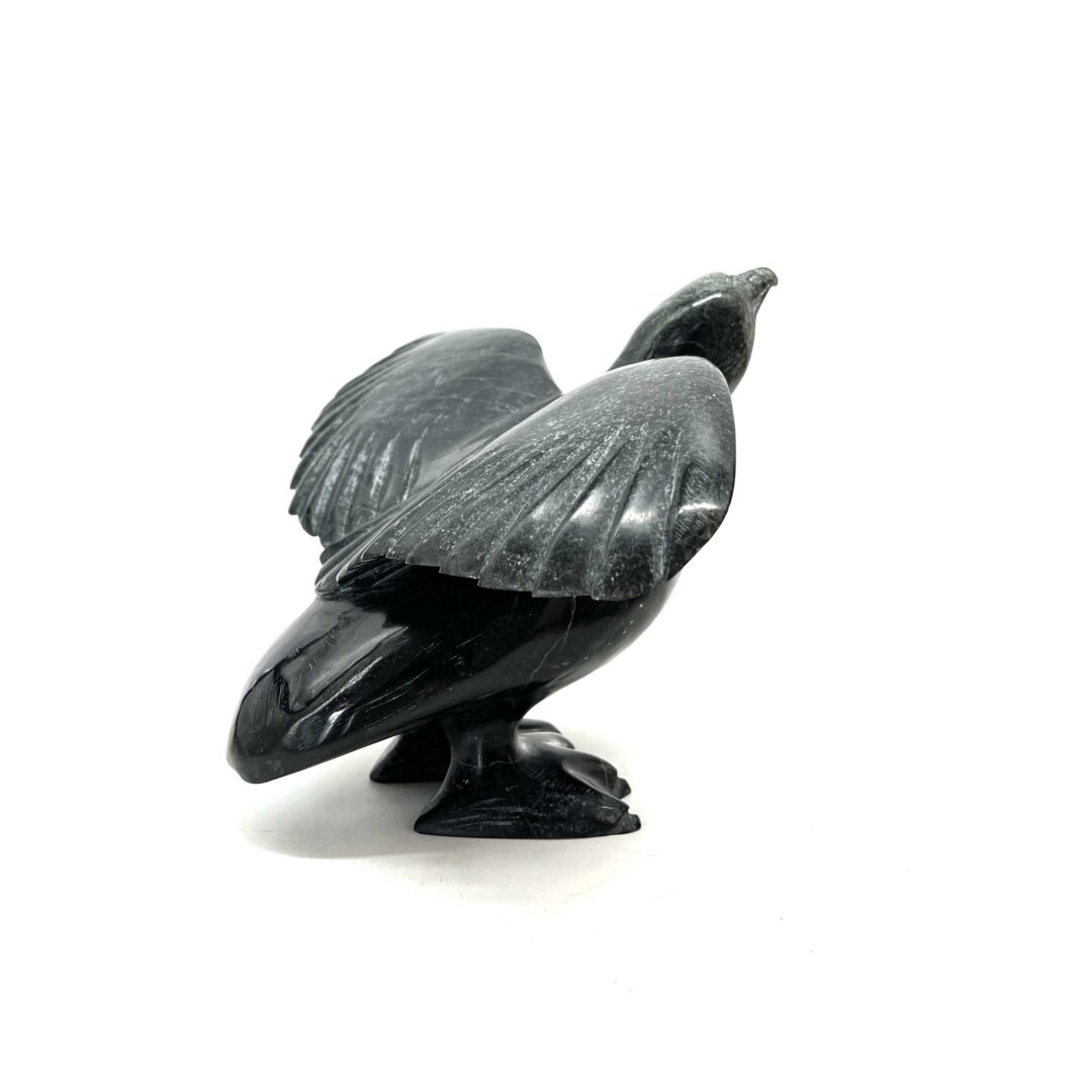 One original hand-carved sculpture by Inuit artist, Pudlalik Shaa. One bird sculpture carved out of serpentine.