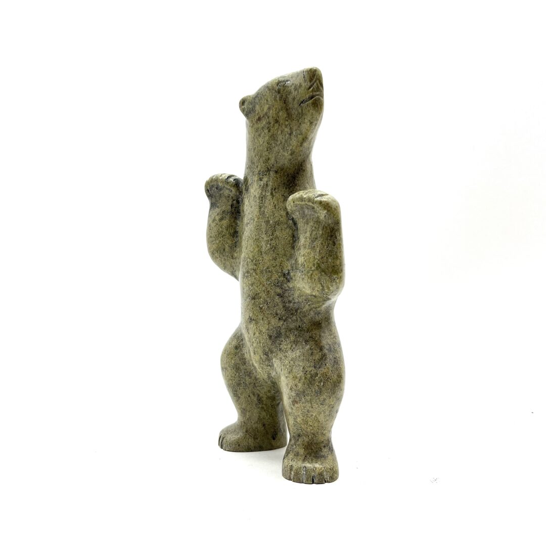 One original hand-carved sculpture by Inuit artist, Taqialuk Nuna. One dancing bear carved out of serpentine.