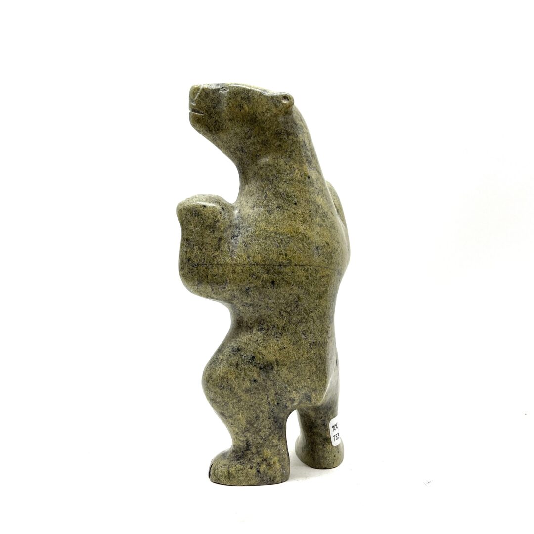 One original hand-carved sculpture by Inuit artist, Taqialuk Nuna. One dancing bear carved out of serpentine.