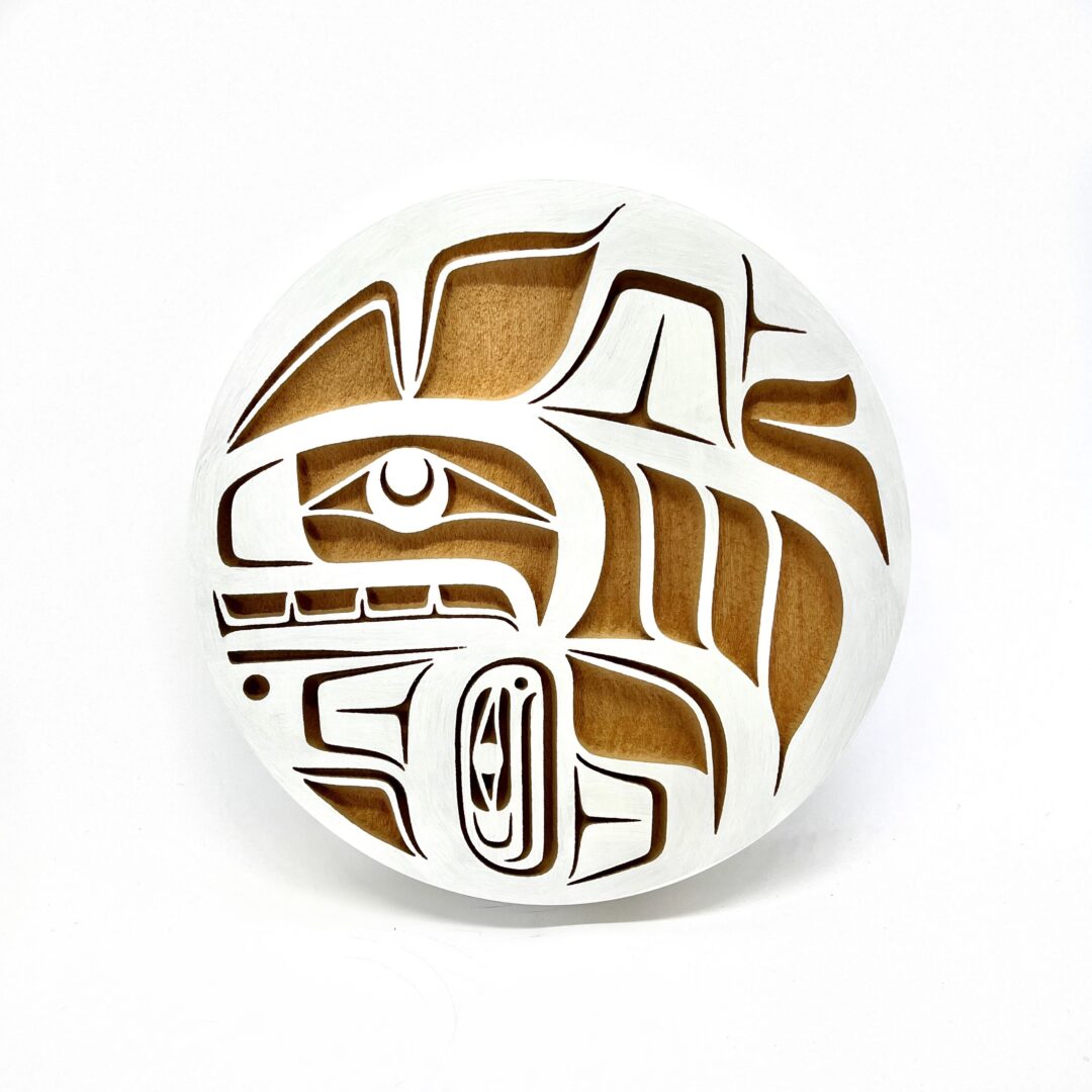 One original hand-carved panel by Nuxalk artist, Nusmata. One Orca panel carved out of cedar wood and acrylic paint.