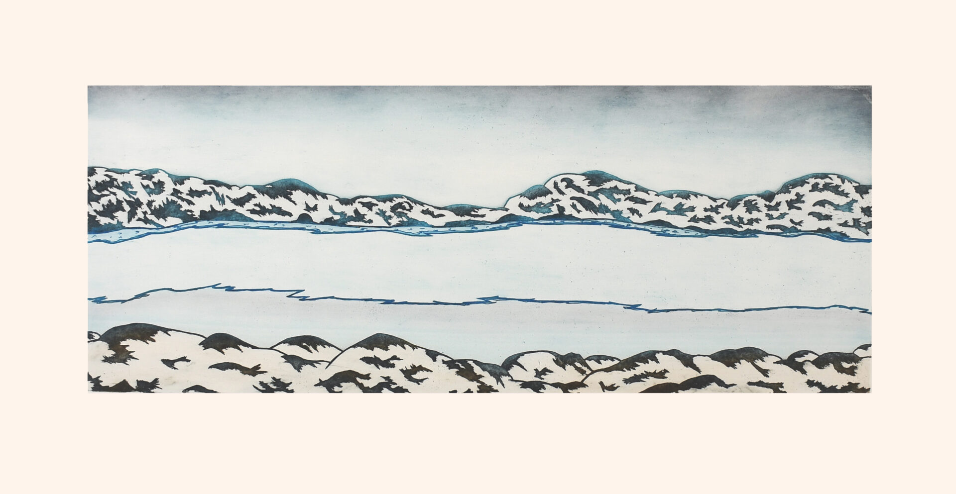 One original etching and aquatint by Inuit artist, Nicotye Samayualie. One limited edition print of a spring landscape.