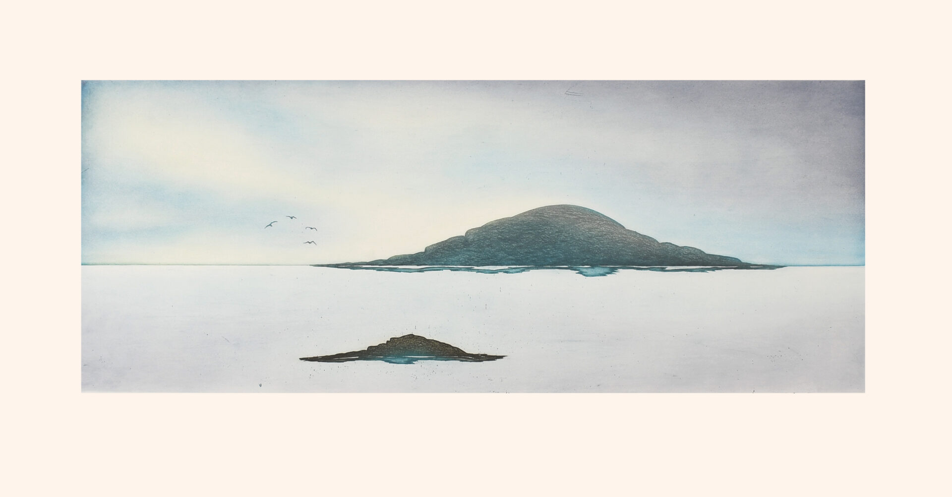 One original etching and aquatint by Inuit artist, Nicotye Samayualie. One limited edition print of morning fog.