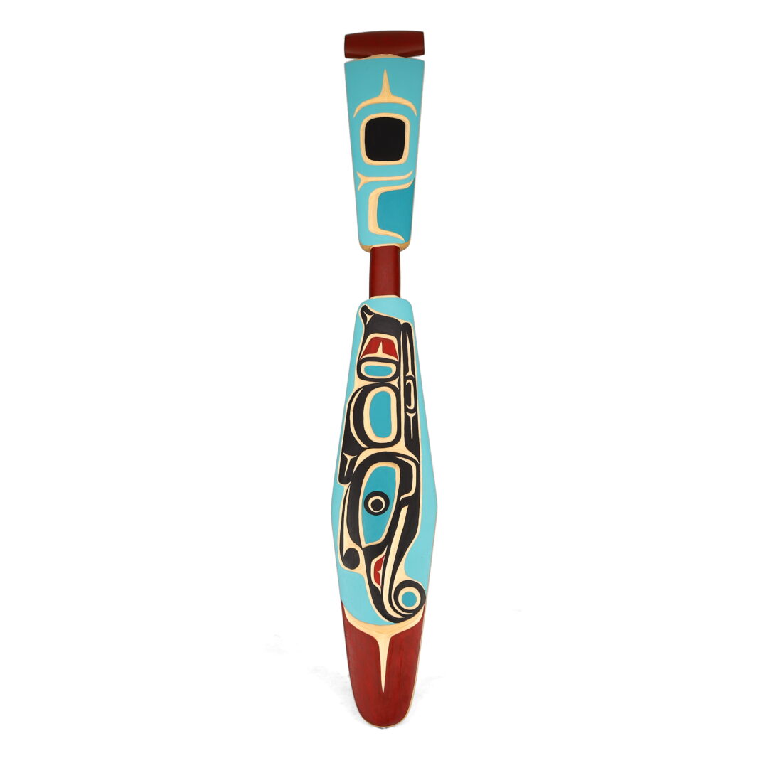 One original hand-carved sculpture by Kwakwaka’wakw artist, Peter Smith. One butterfly paddle carved out of cedar wood.