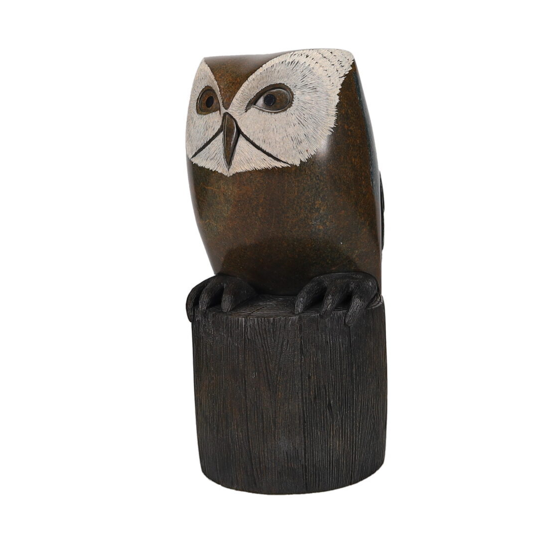 One original hand-carved sculpture by Iroquois (Onondaga) artist, Cyril Henry. One owl carved out of soapstone.