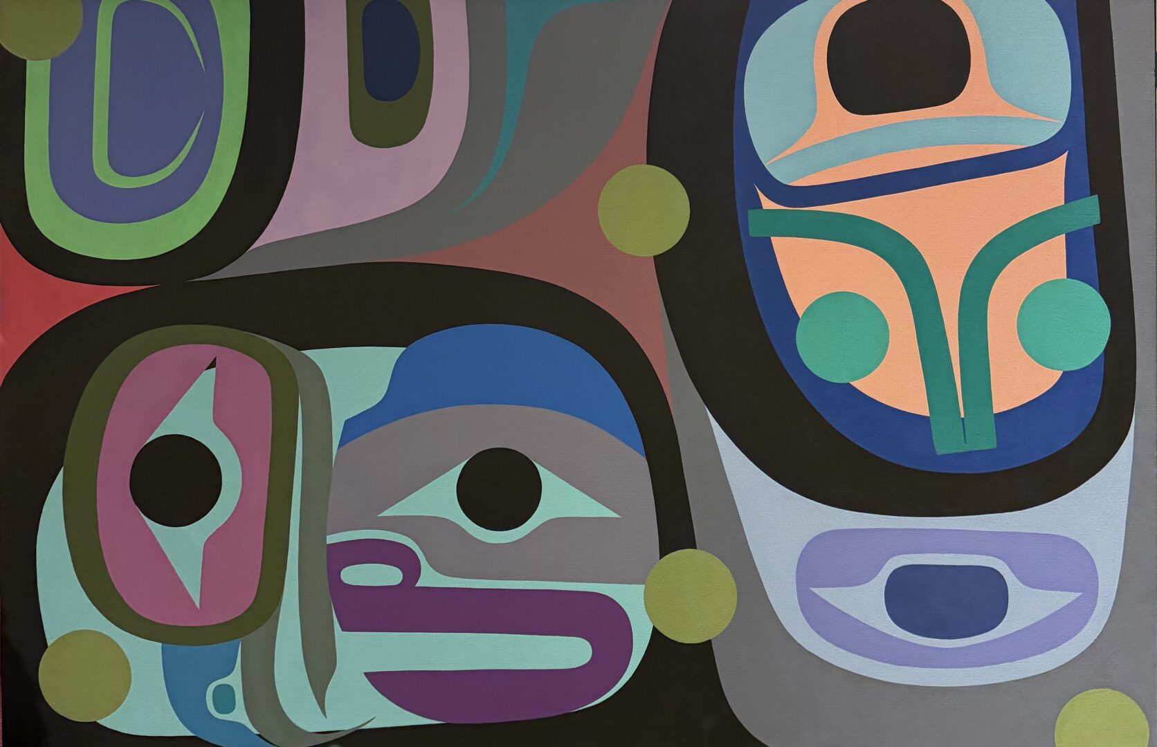 Painting by Kwakwaka’wakw artist Steve Smith of acrylic on canvas