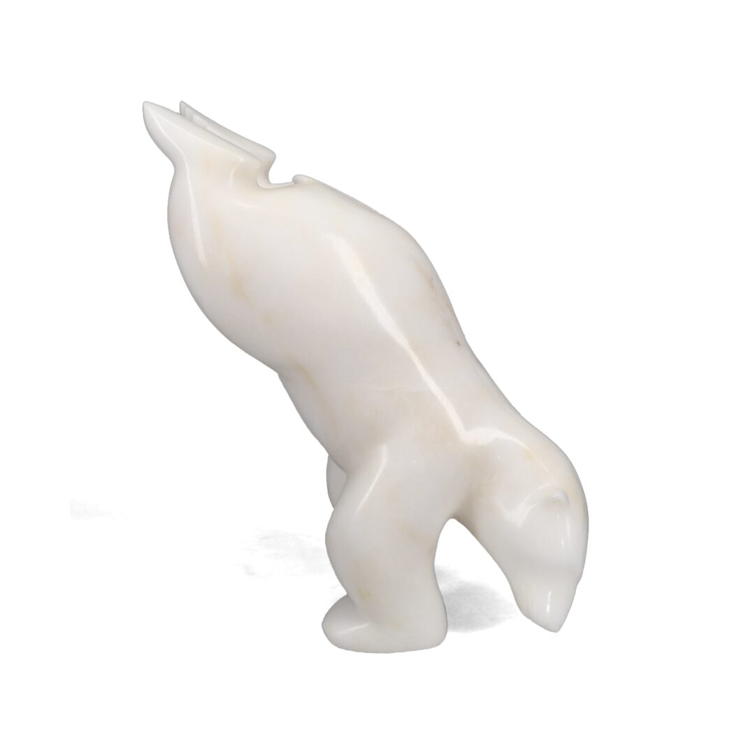 One original hand-carved sculpture by Inuit artist, Koomatuk Sapa Curley. One diving bear carved out of marble.